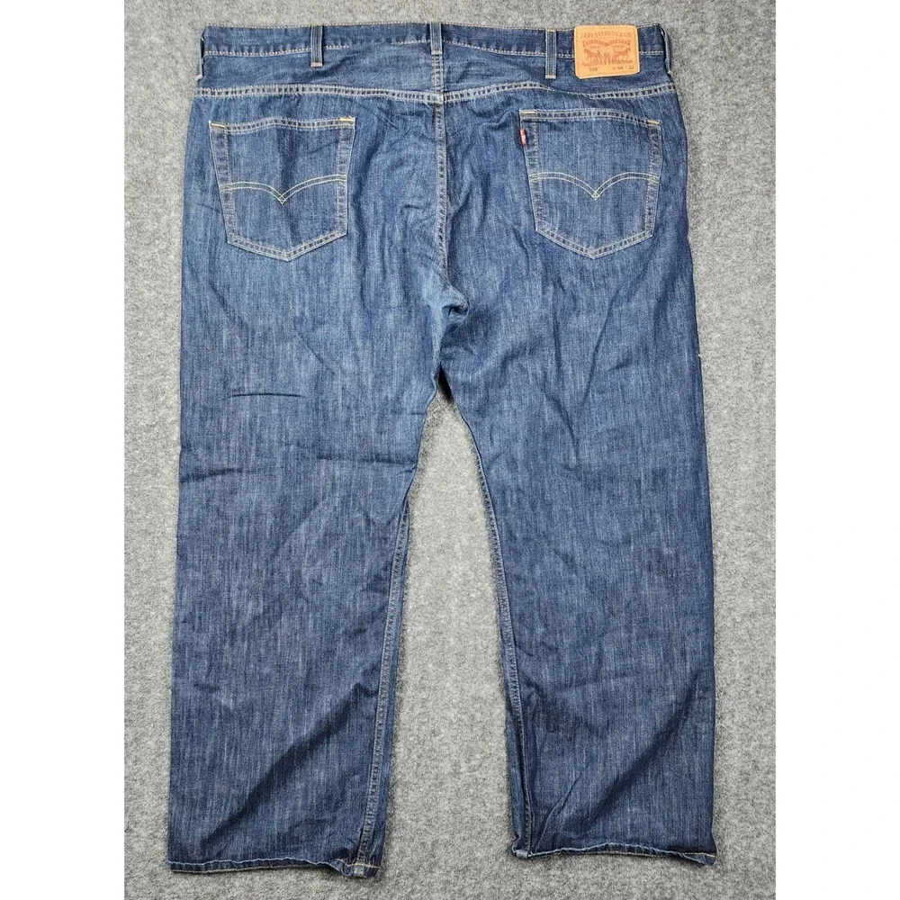 Levi Strauss 569 Loose Straight Jeans Mens 44x32 Blue‎ Dark Wash Baggy Denim